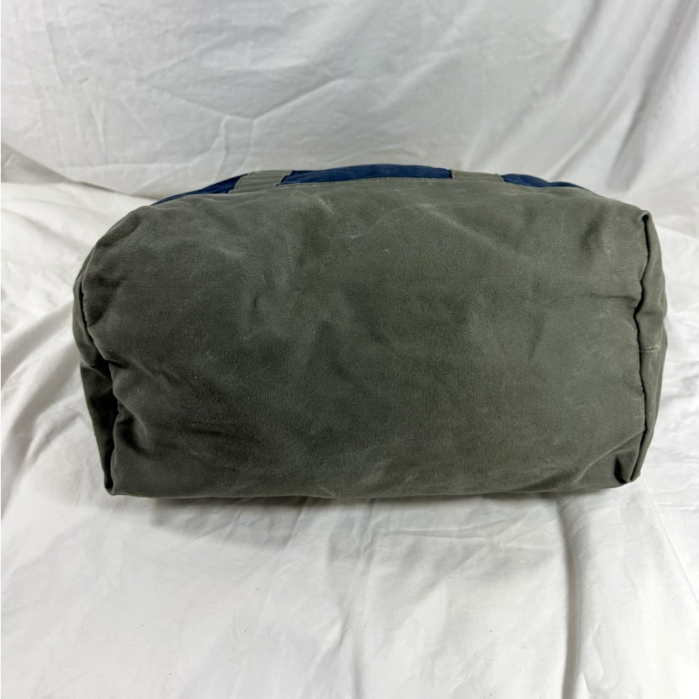Genuine LL BEAN  Boat & Tote Bag Full Grain Leather Handles vintage Blue Green - Picture 8 of 13